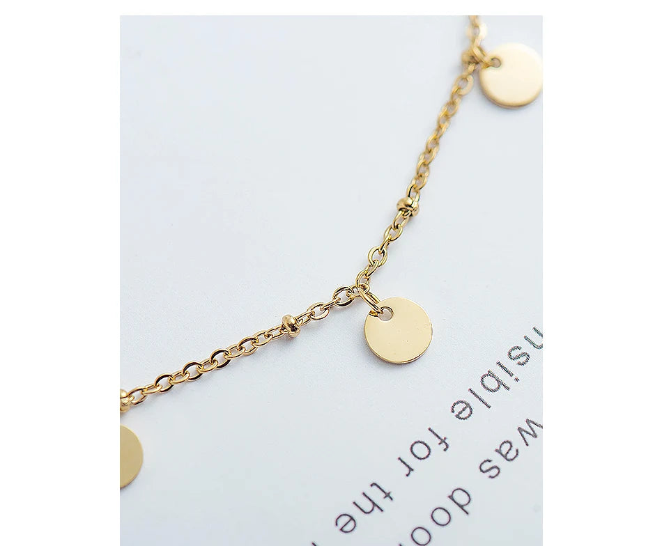 Wild & Free Stainless Steel Round Gold Plated Disc Choker Necklace For Women