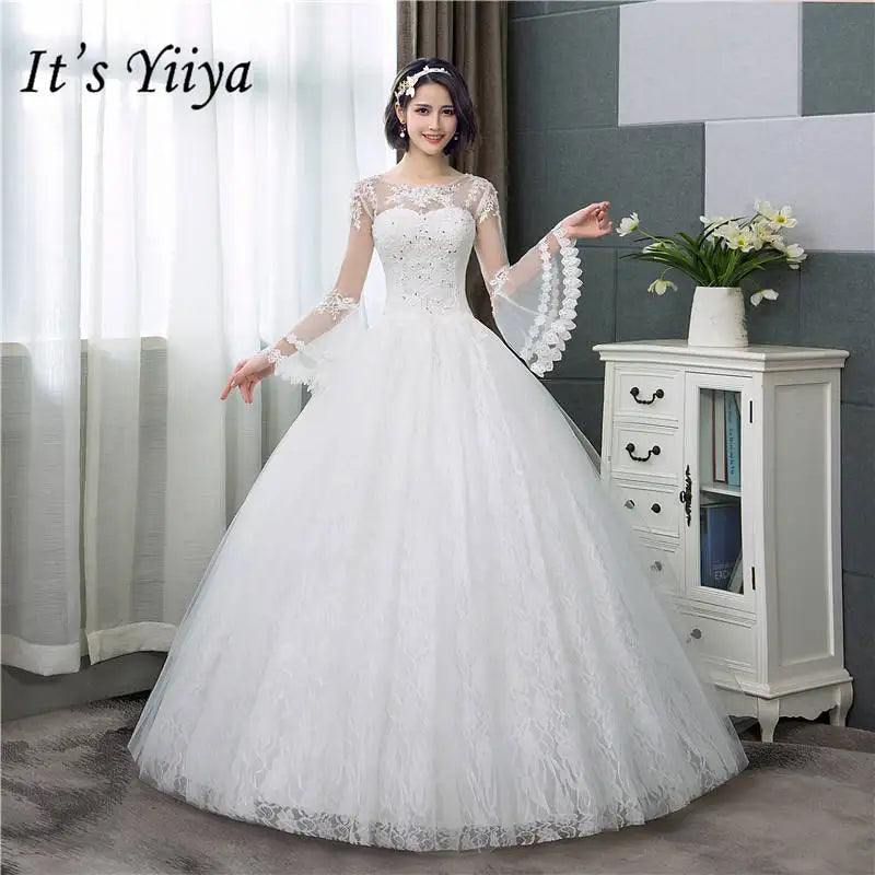 White Bridesmaid Dresses: Wedding Dresses Simple O-neck Back Lace Up Wedding Gown