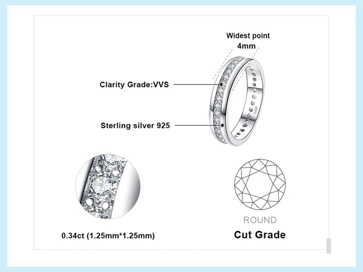 JewelryPalace Solid 925 Sterling Silver Wedding Engagement Ring for Woman