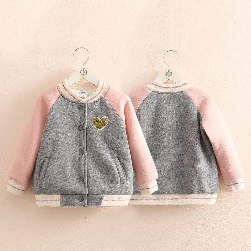 Winter Warm Fashion Children Color Patchwork Outwear Mandarin Collar Baby Kids Girls