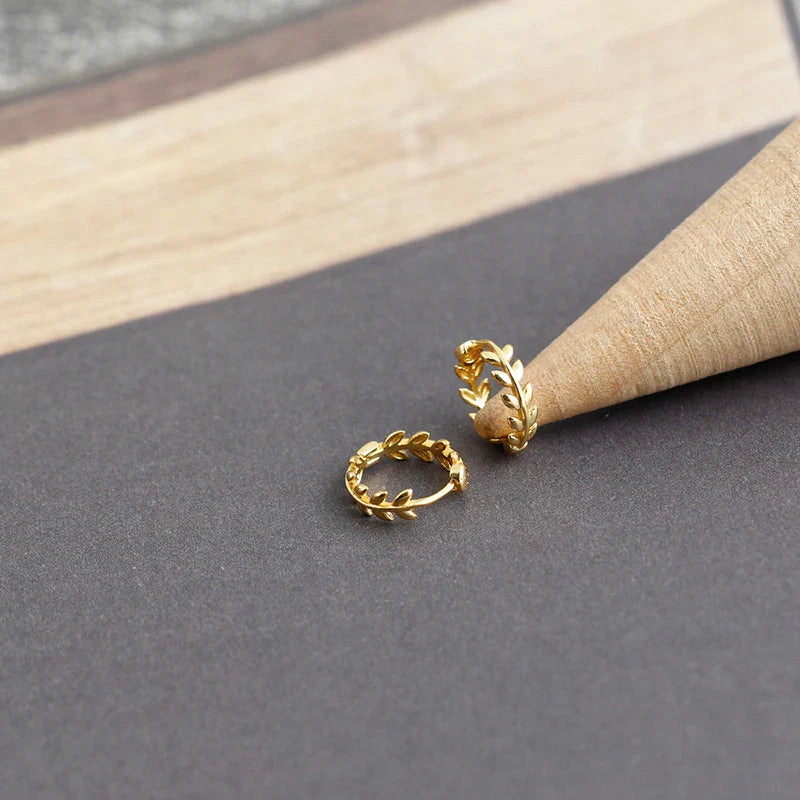 WANTME 925 Sterling Silver Minimalist 18k Gold Plated Leaf Stud Earrings for Women Charm Teen Party Jewelry Ear Buckle Female