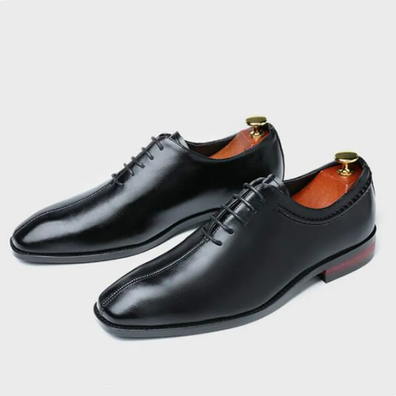 Men's Formal Shoes Square Head Fashion Leather Shoes Men Large Size Lace Up Business Dress Shoes Quality Wedding Male Shoes