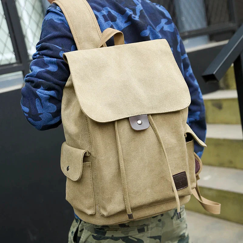 New High Quality Canvas Men Backpack Large Shoulder School Bag Rucksack For Boys Travel Fashion Camping Bags Fashion Simple Bags