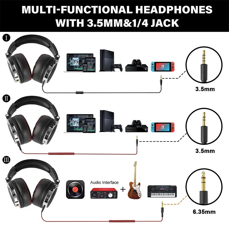 Oneodio Wired Headphones Professional Studio Pro 10/30/50 DJ Headphones With Microphone Over Ear HiFi Hi-Res Monitor Headset