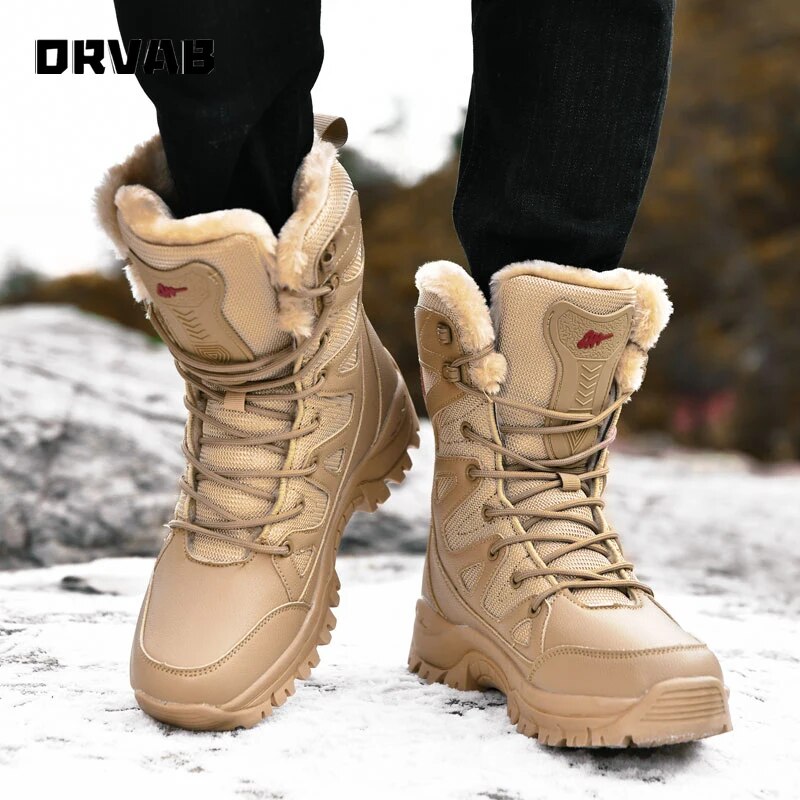 Leather Combat Boots for Men and Women Military Boots Winter Outdoor Snow Boots