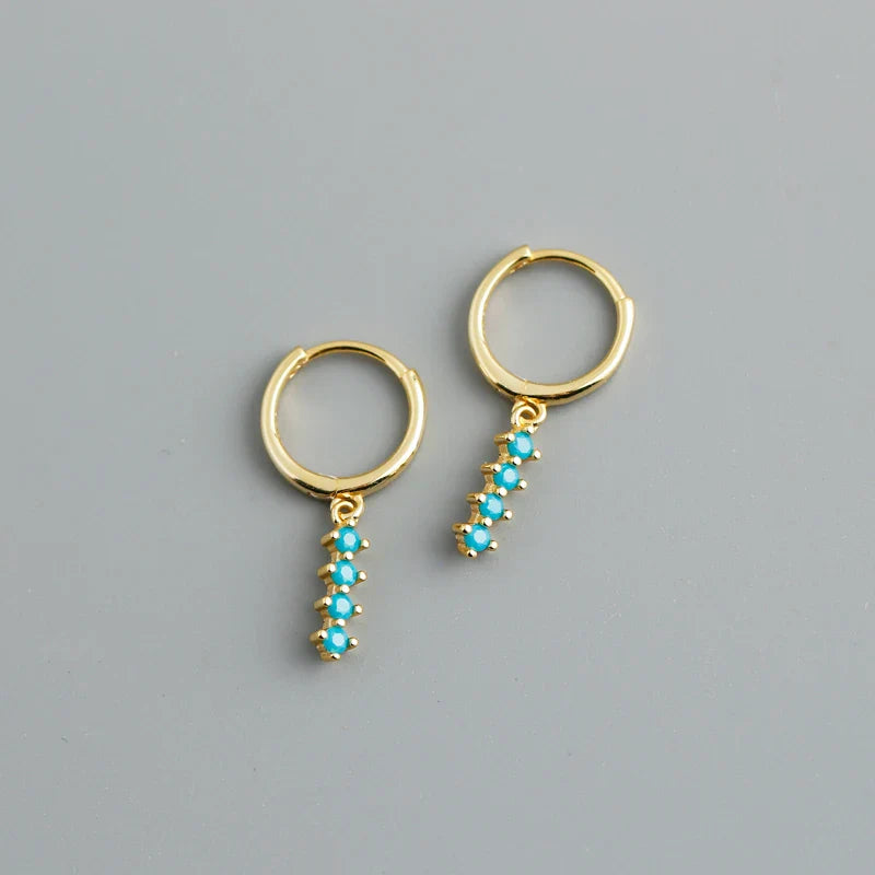 WANTME New Arrival Fashion Korean Blue Zircon Spike Geometric Stud Earrings for Women Real 925 Sterling Silver Gothic Jewelry
