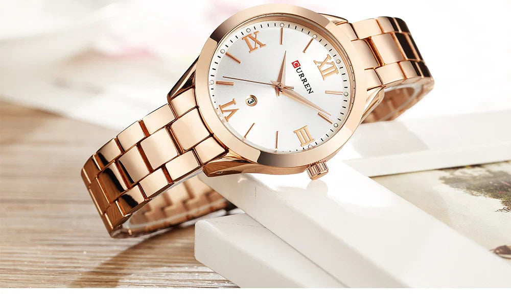 CURREN Ladies Watch For Women Fashion Retro Female Waterproof Watch Steel Quartz Watch For Women Christmas Relógio Feminino 9007
