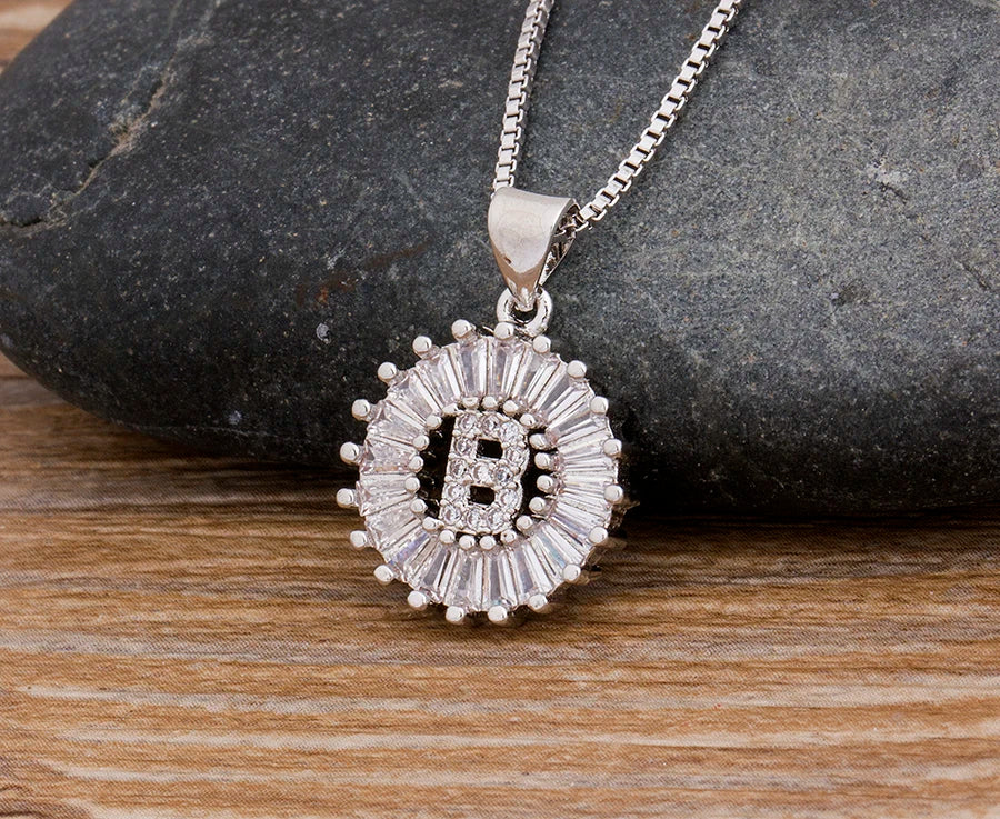 NIdin Hot Sale 2 Colors Initial Letter Pendant 26 Letters Charm Name Necklace Top Quality Copper Zircon Jewelry Birthday Gift