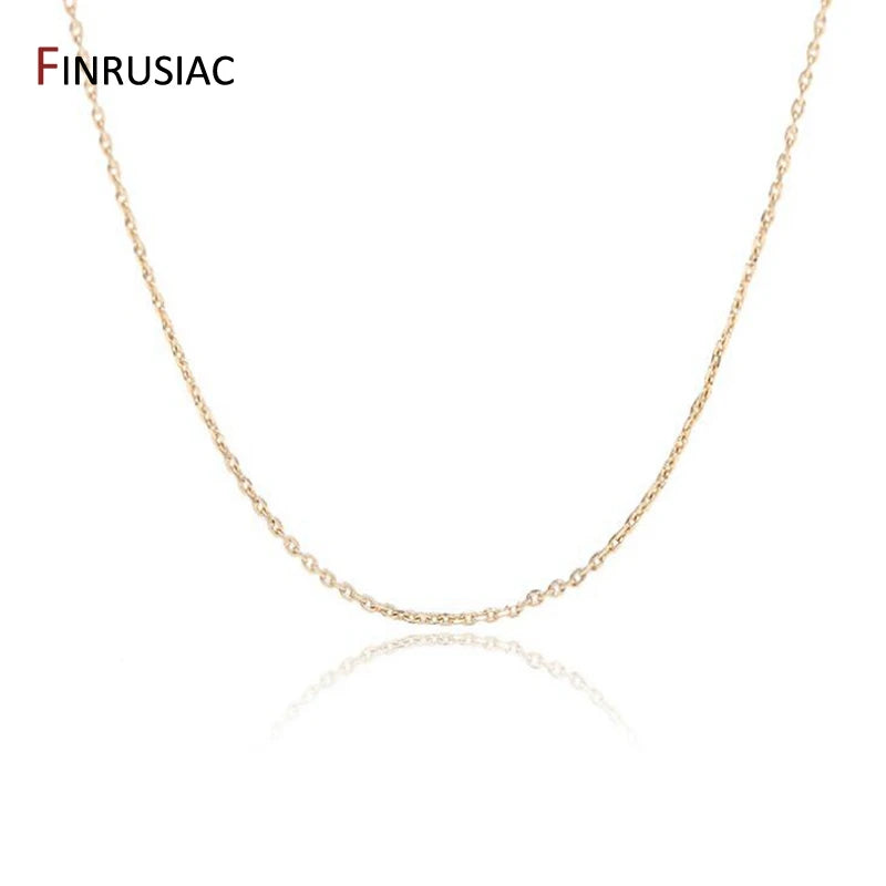 Real Gold Plated Thin Necklace Chain, 45cm Simple Trendy Adjustable Chain for DIY