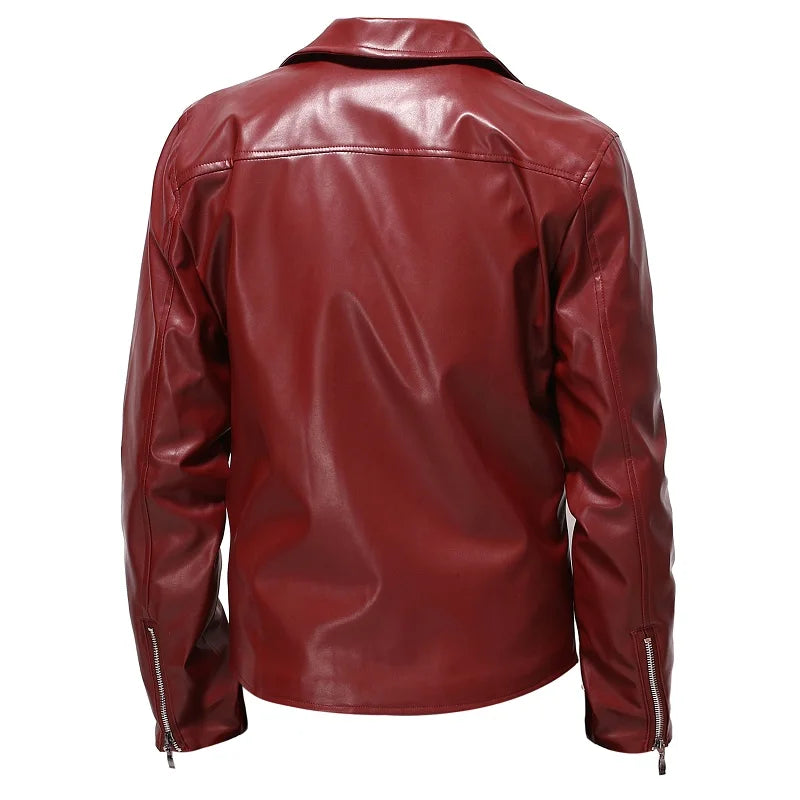 Spring Autumn Fashion Men Streetwear Black PU Leather  Jacket Mens Zipper Hip Hop