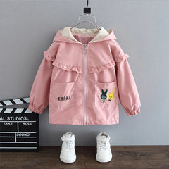 Girls Jacket Children Clothing Hoodie Baby Kids Coat Rabbit Zipper Long Sleeve Coat