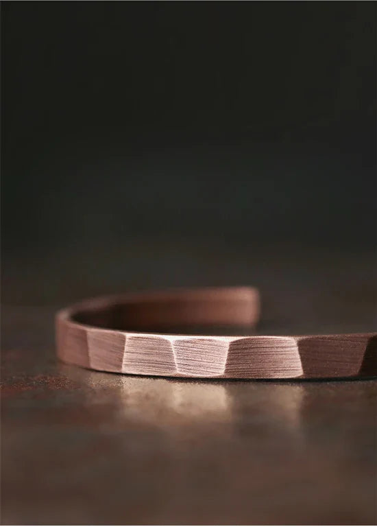 Pure Copper Handmade Bracelet Men Women Rustic Oxidized Cuff Bangle Punk Style Carved Metal Jewelry Gift for Him Her