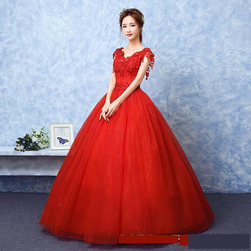 White Bridesmaid Dresses: Wedding Dress The Red V-neck Ball Gown Vintage