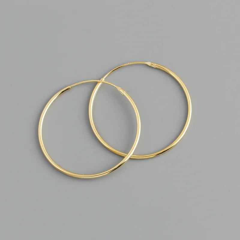 WANTME Genuine 925 Sterling Silver Fashion Korean Simple Hoop Earrings for Women Men Charming Chic Party Jewelry Accessories