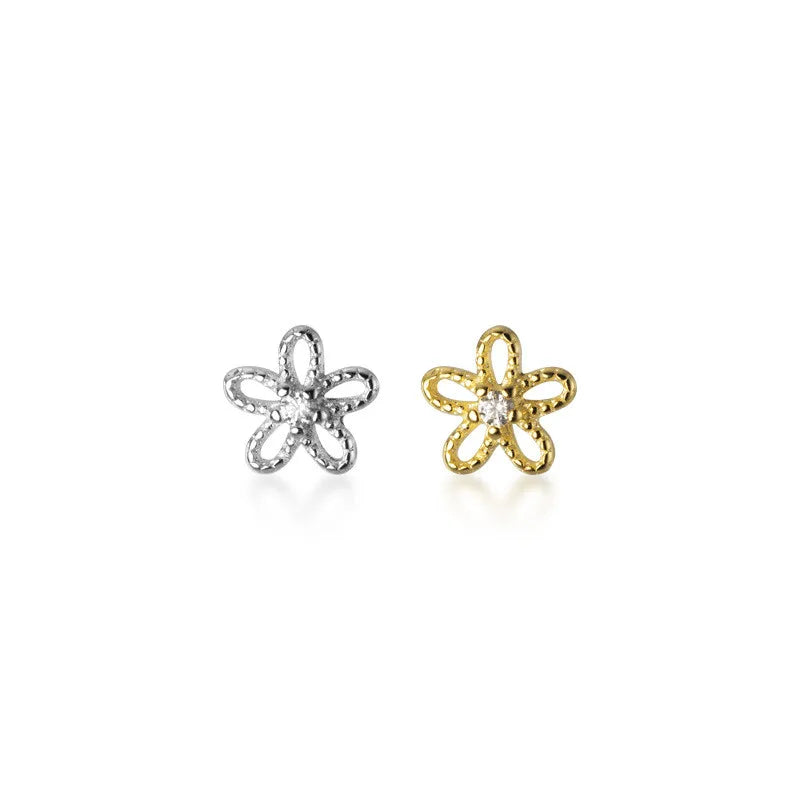 WANTME Real 100% 925 Sterling Silver Cute Sweet Hollow Mini Small Flower Geometric Stud Earrings for Women Korean Fine Jewelry