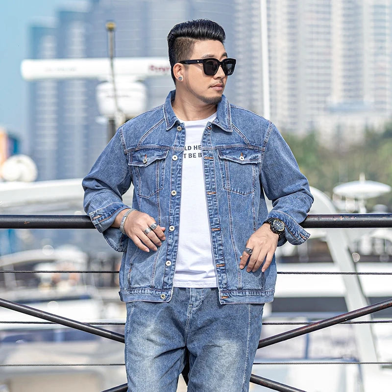 Oversized Men's Denim Jacket Autumn Cotton Jean Coats Loose Fashion