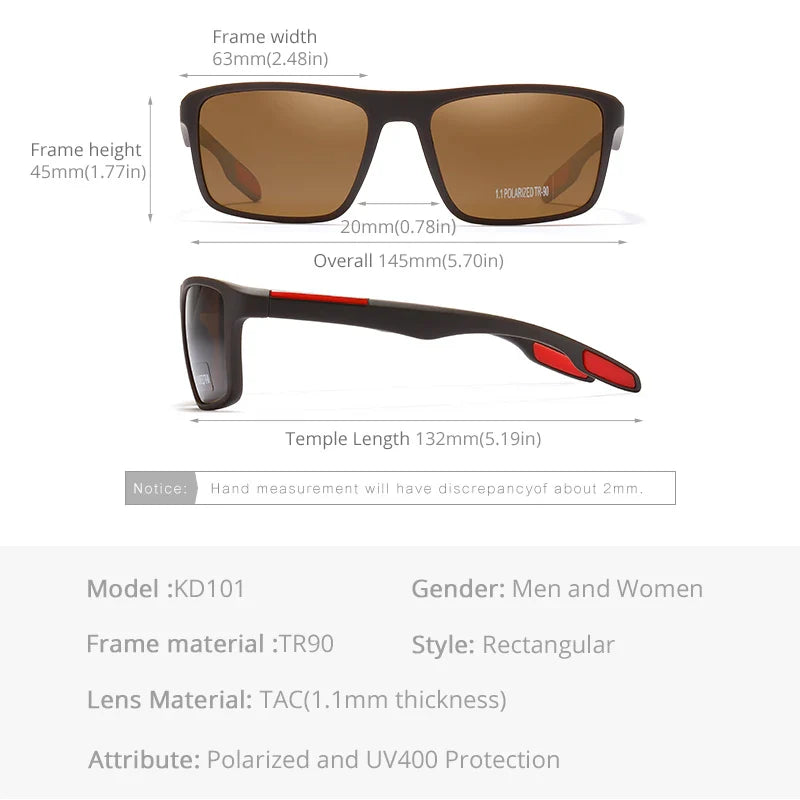 KDEAM Rectangular Ultra Light TR90 Sunglasses Men Polarized Wholesale