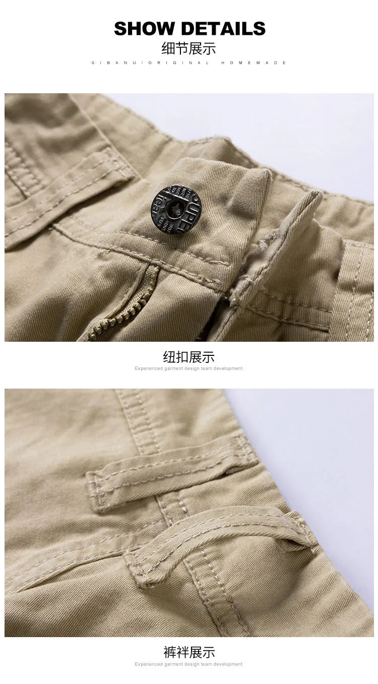 Men's Baggy Multi Pocket Military Cargo Shorts Mens Cotton Khaki Mens Tactical Shorts