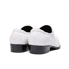 Spring High Quality White Snake Skin Slip On Men Dress Shoes Genuine Leather Party