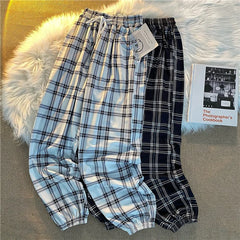 Pants Women Bunch of feet Fashion Loose Black Plaid Summer