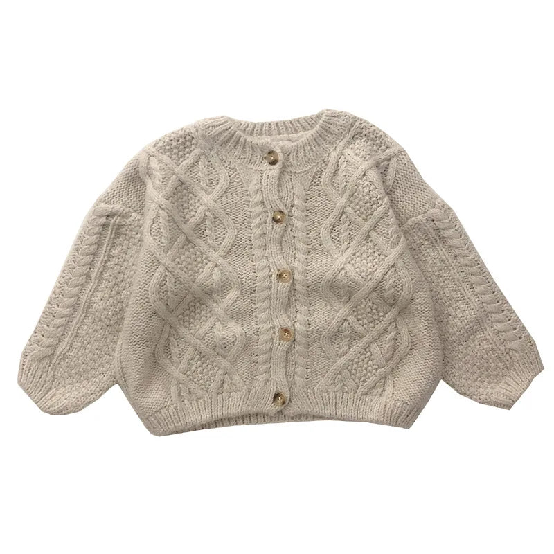 2024 Boys And Girls Spring And Autumn Sweater Baby Kids Knit Cardigan Sweater Clothes Korean StyleTwist Shape Girls Clothing
