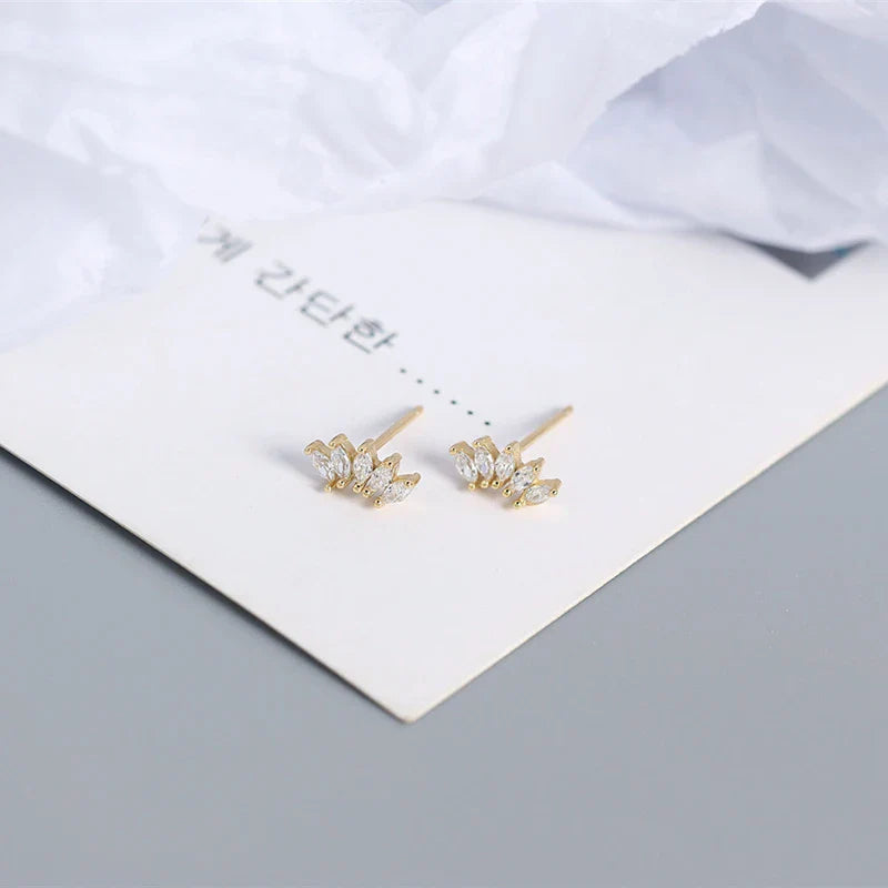 WANTME Luxury Genuine 925 Sterling Silver White Zircon Horse Eye Stud Earrings for Women Chic Office Youth Jewelry Accessories