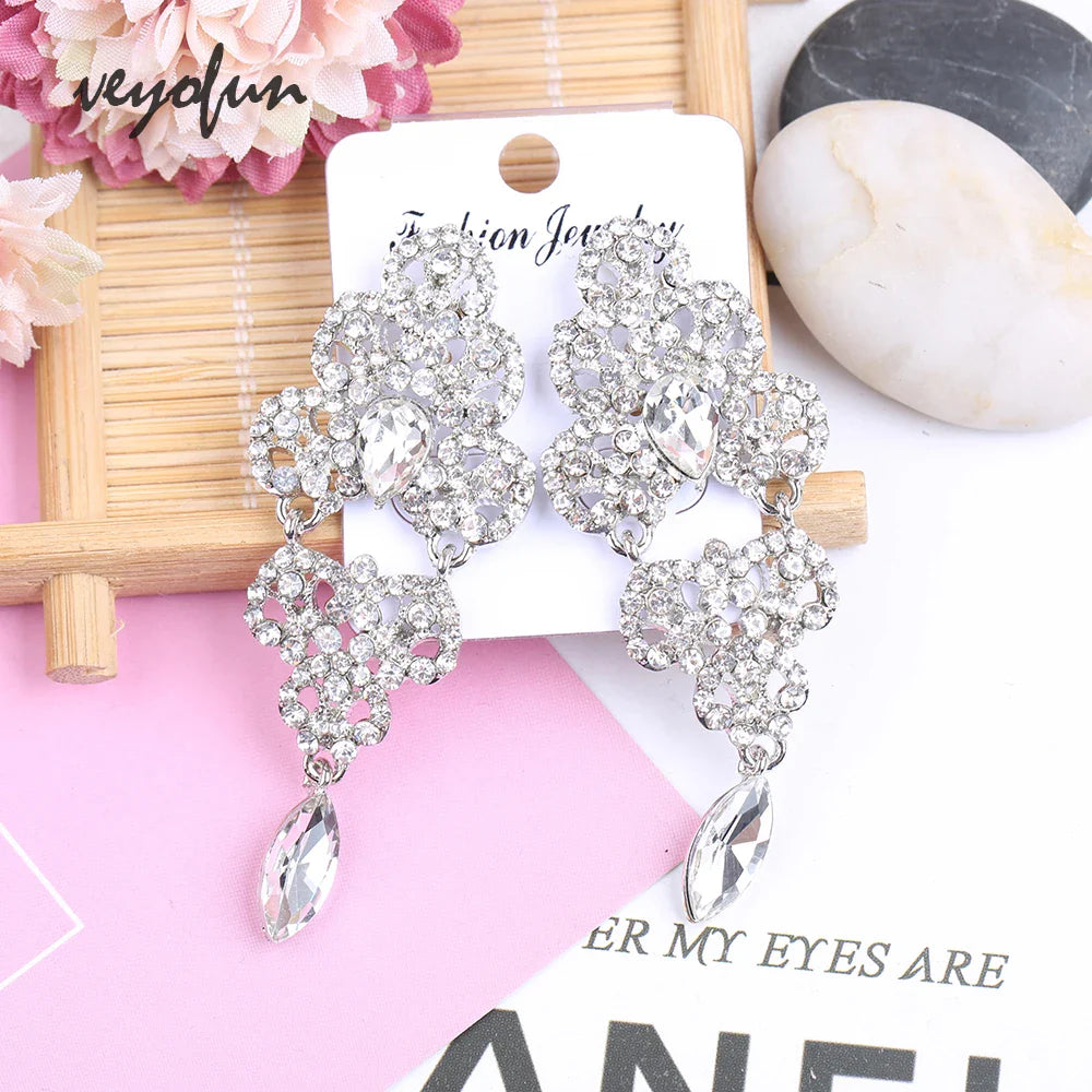 Veyofun Vintage Rhinestone Dangle Earrings Hollow out Drop Earrings Fashion Jewelry for Women