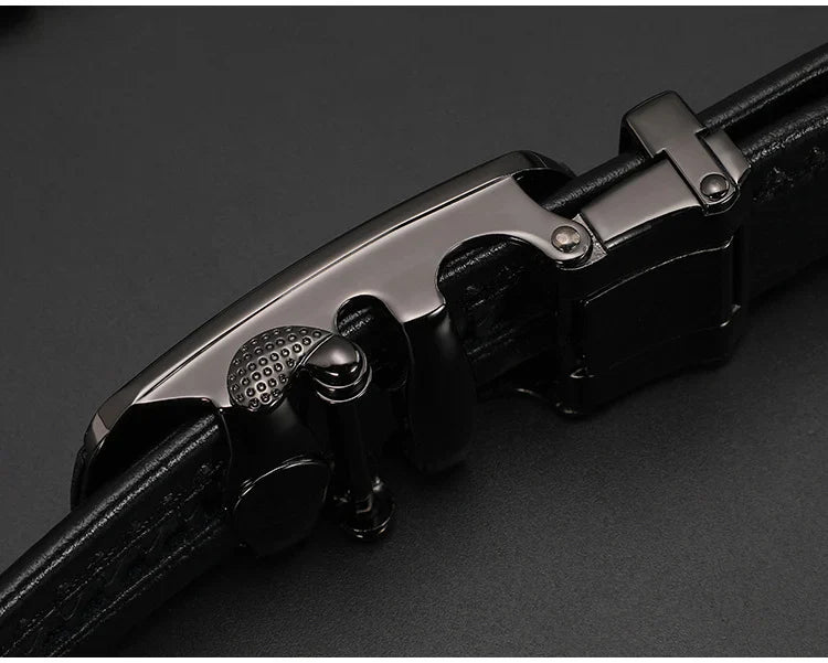 CEXIKA Men's Genuine Leather Automatic Buckle Belt Custom Engraved Name/Logo Ideal Waist Belt for Father's Day Personalized Gift