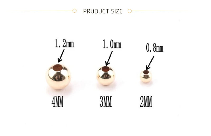 100pcs 14K Gold Filled Spacer Beads 2mm 3mm 4mm Round Loose Bead for Bracelets Necklace DIY Jewelry Making Accessories Wholesale