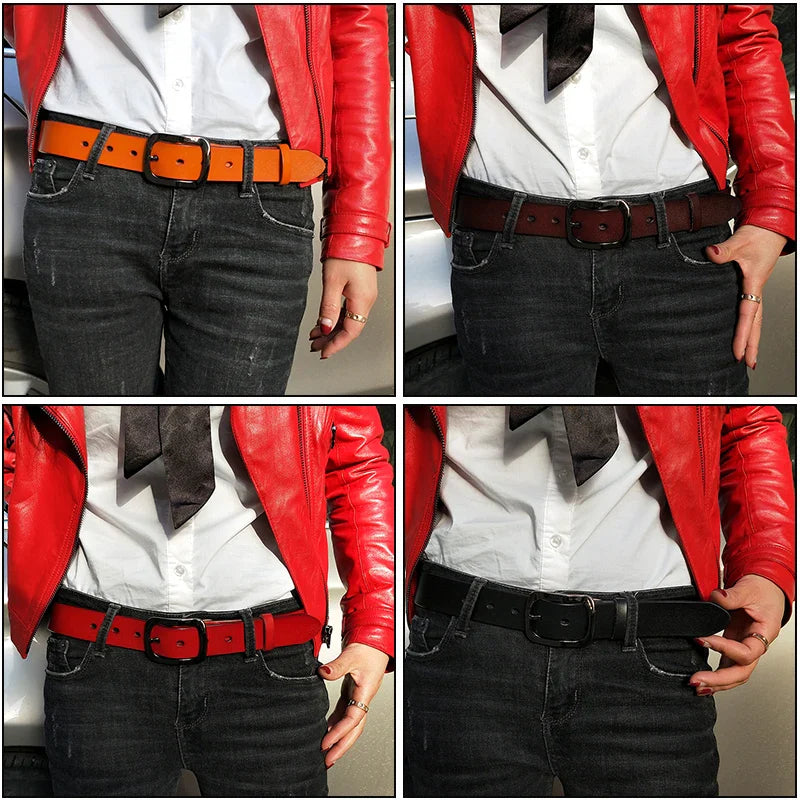 VATLTY 3.2cm Genuine Leather Belt for Women Natural Cowhide Metal Buckle Casual Jeans Trousers Belt Female Waistband Gifts