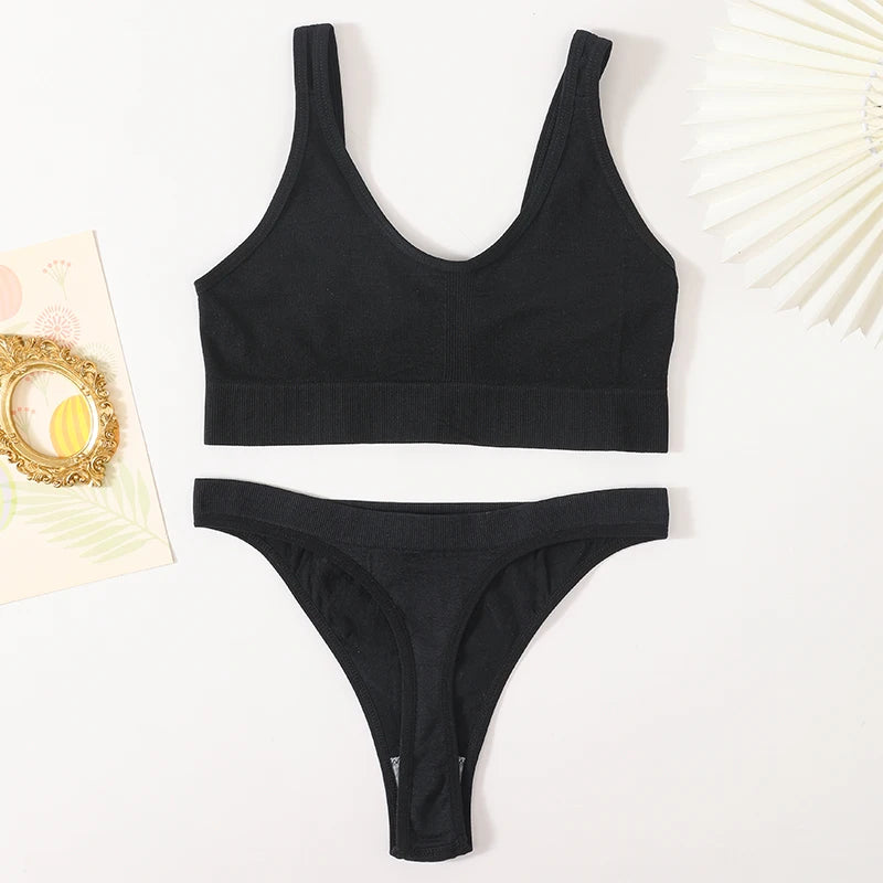 Women Bra Set Lingerie Female Seamless Underwear Bralette Tops Basic Stretchy