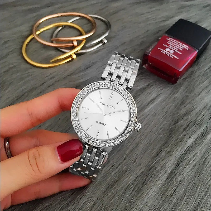 Contena Luxury Simple Women's Wristwatches Full Stainless Steel Women Quartz Watch Business Ladies Watch Clock erkek kol saati
