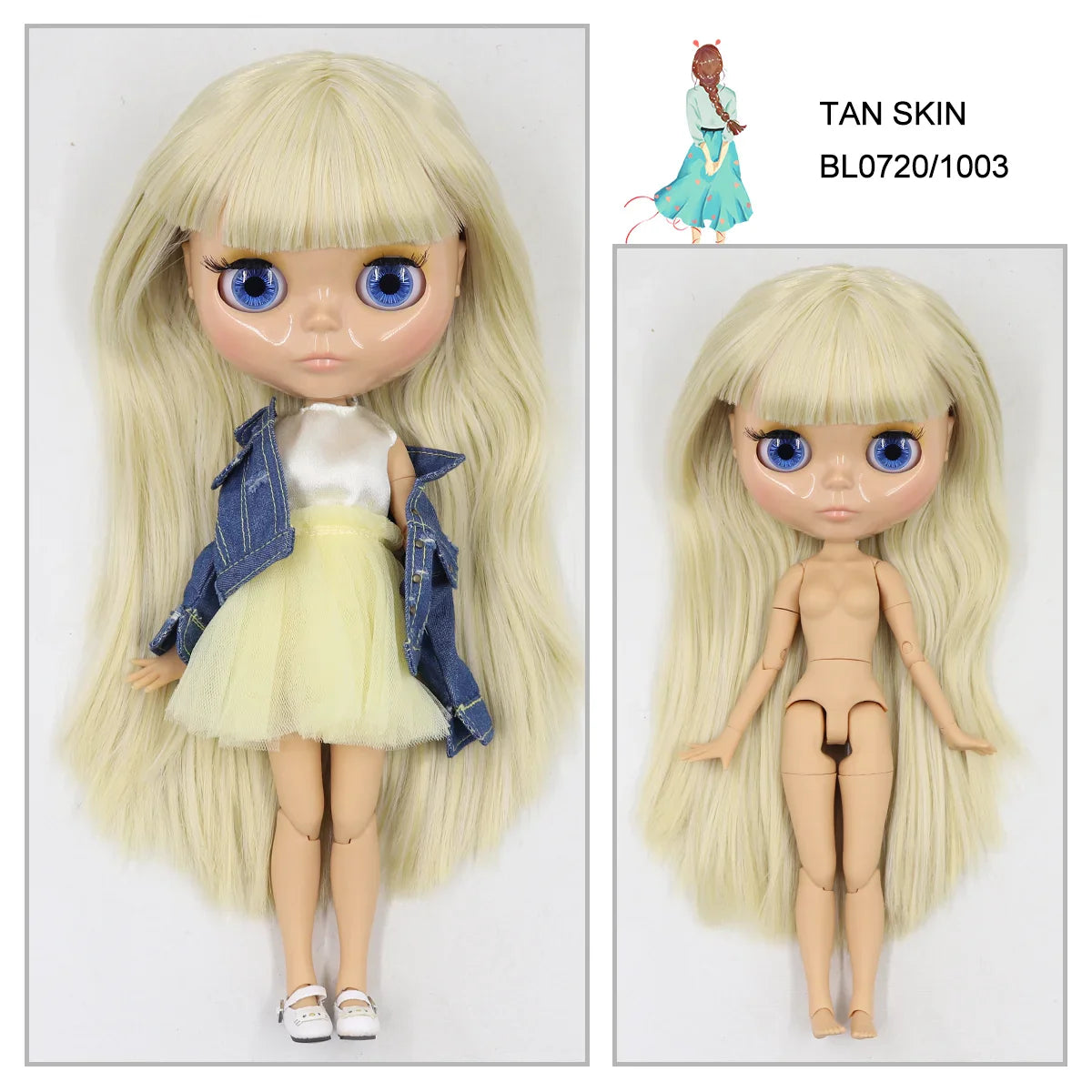 ICY DBS Blyth doll 1/6 bjd joint body tan skin doll glossy face 30cm toy random eyes colors