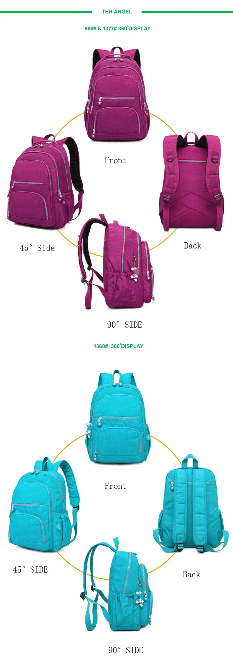 TEGAOTE Aesthetic School Backpacks for Teenagers Girl 2024 Nylon Waterproof Travel BackPack Purse Women Laptop Bagpack Mochila