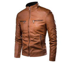 Men's Jacket Fashion Mens Vintage Leather Jackets Casual Men Faux Leather