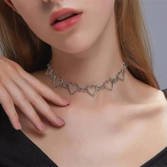 Korean Sweet Love Heart Choker Necklace Statement Girlfriend Gift Cute Bicolor Necklace