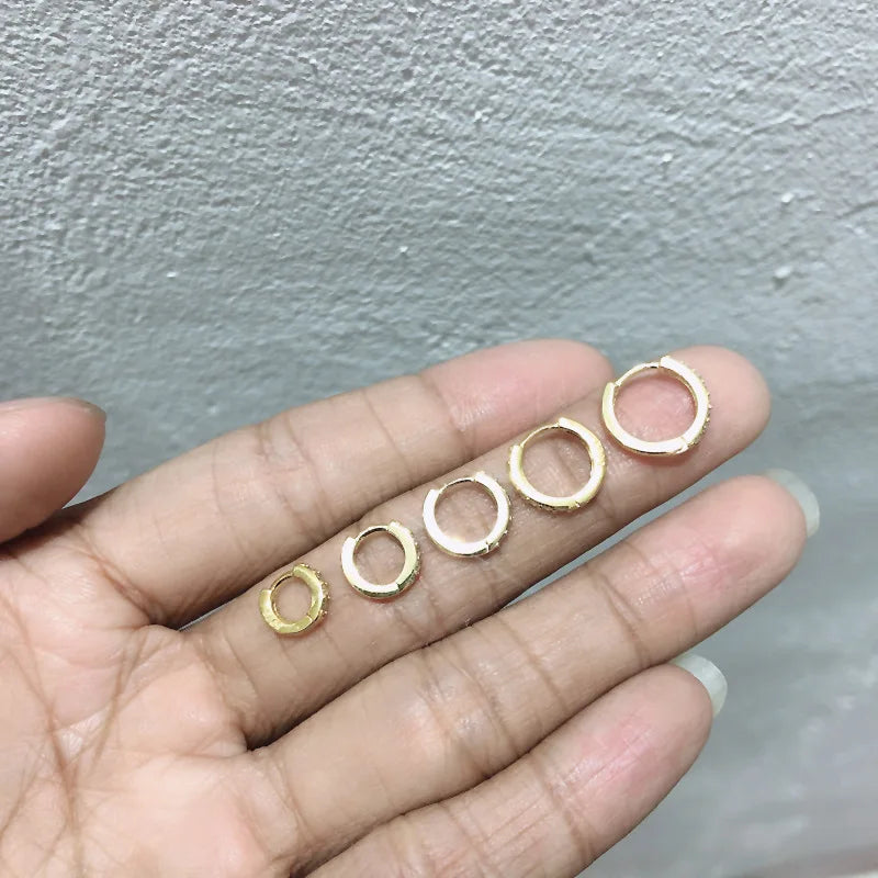 WANTME Real 925 Sterling Silver Gothic Simple White Zircon Hoop Earrings for Women Men Charms Unique Party Couple Jewelry 2021