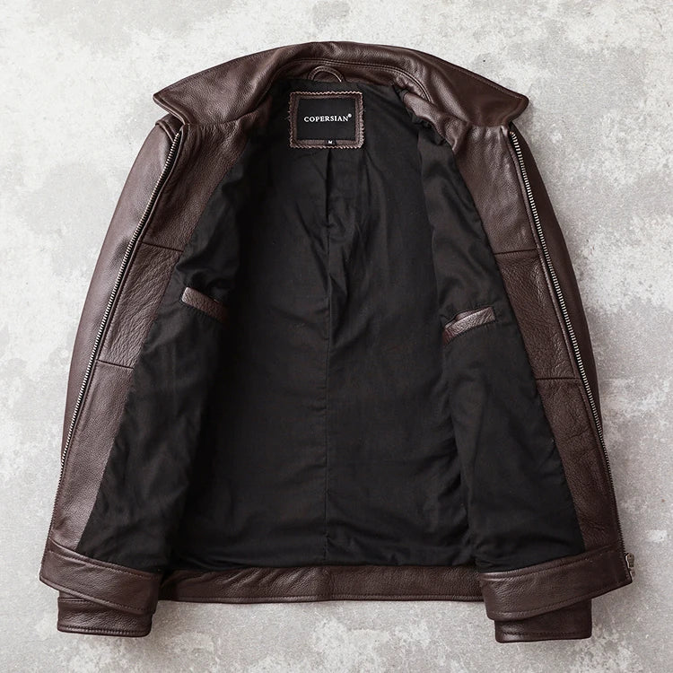 Men's Real Cowhide jackets Genuine Leather Jacket Men Clothing