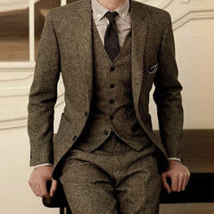 Blazer For Men Designs Brown Tweed Suit Men Vintage Winter Formal Wedding Suits For Men