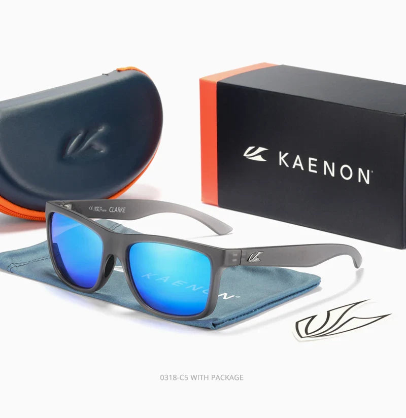 KAENON Square Polarized Sunglasses Men TR90 Flexible Sports Sun Glasses For Women Real Coating Lens With Original Box