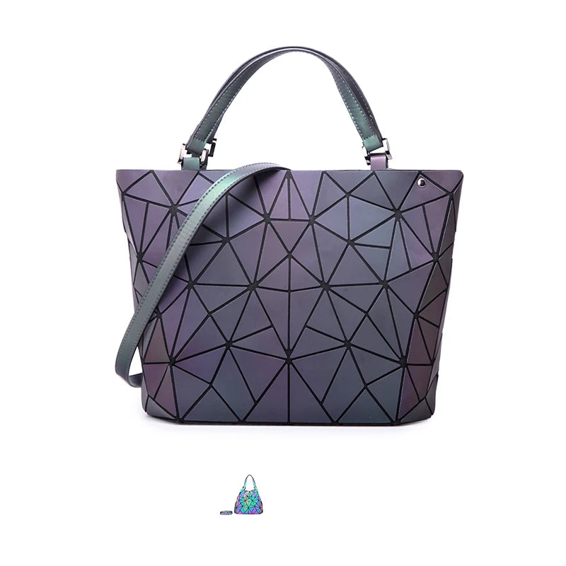 Luminous reflective  Bag Geometric Tote Folding Shoulder Bags for women