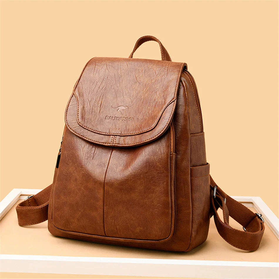 Genuine Women Leather Backpack Fashion Female Shoulder Bag Sac a Dos Ladies Bagpack Mochilas School Bags For Teenage Girls 2024