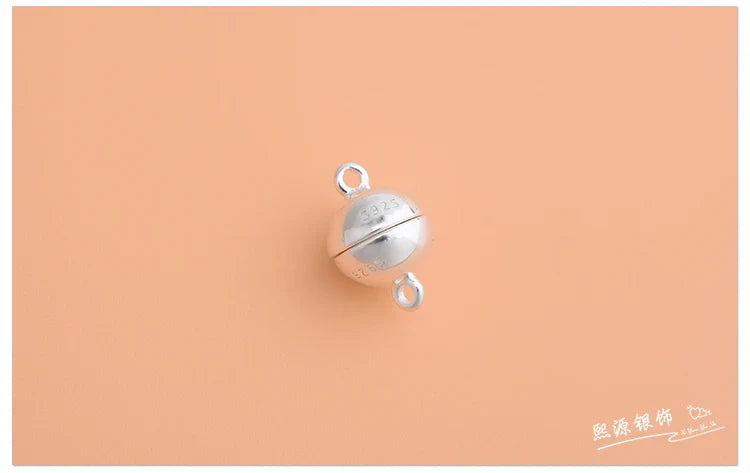 S925 sterling silver ball magnet clasp DIY bracelet double ring magnetic clasp