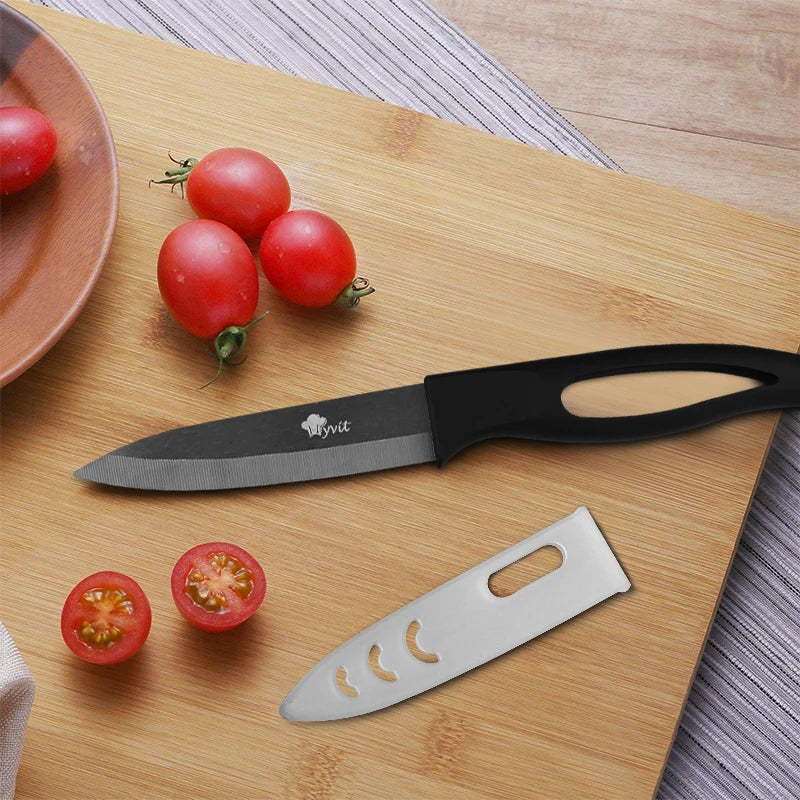 Ceramic Knife Set  3" 4" 5" inch Black Blade Plastic Handle with Cover for Cooking
