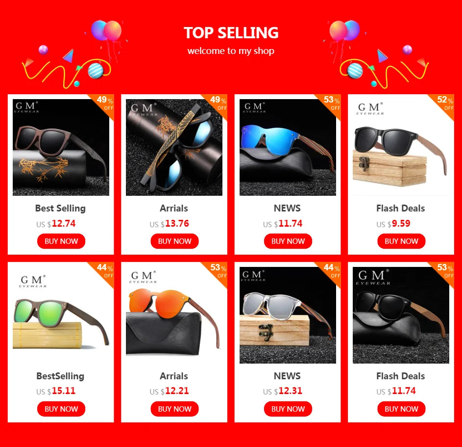 GM Wooden Male Lady Sunglasses Men's Luxury Brand Designer Polarized Sun Glasses Vintage Sunglass Women Eyewear With paper Box