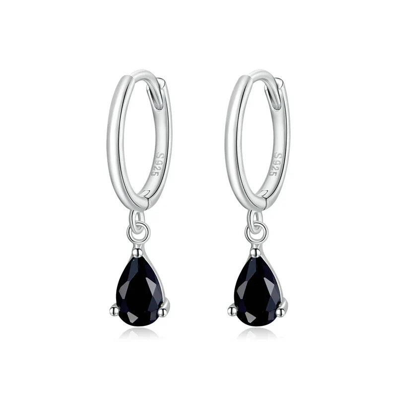 BAMOER Silver ISHWAR Green Water Drop Earrings 925 Sterling Silver 4 Colors Drop Shape Earring for Women Statement  Jewelry