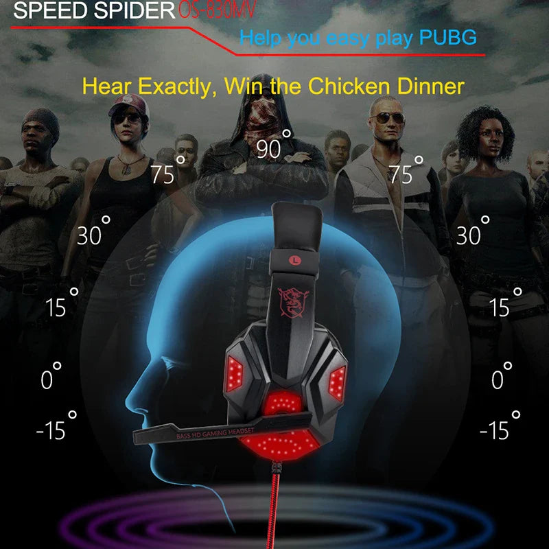 Wired Gaming Headphones With Microphone Led Light For Computer PS4 PS5 Xbox