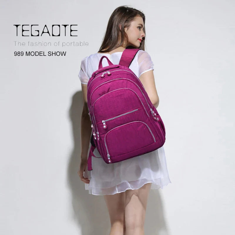 TEGAOTE Aesthetic School Backpacks for Teenagers Girl 2024 Nylon Waterproof Travel BackPack Purse Women Laptop Bagpack Mochila