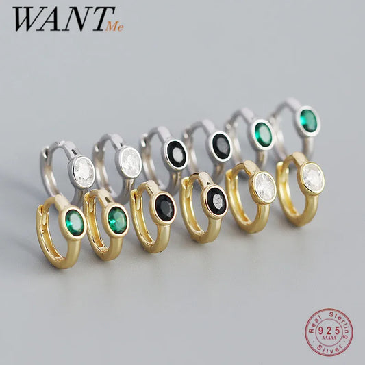 WANTME 925 Sterling Silver Simple Oval Cut Zircon Hoop Earrings for Women Geometric European Piercing Huggie Jewelry Female Gift
