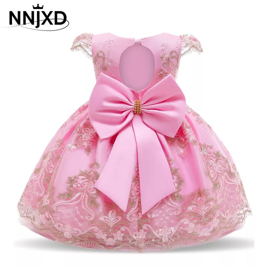 Girls Dress Lace Pageant Frock Prom Gown Flower Beading Princess Dress 1-10Y Kids Clothing Elegant Children Birthday Party Dress